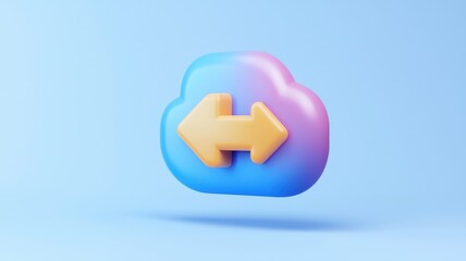 Obraz premium Colorful cloud icon with arrows symbolizing data transfer.