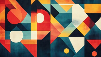Fototapeta premium Abstract geometric art with vibrant colors and textured background. (1)