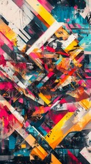 Fototapeta premium A striking piece of abstract art featuring bold and vibrant colors layered in an intricate pattern, creating a visually captivating and dynamic composition full of energy and movement. 