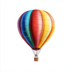 Fototapeta premium Vibrant hot air balloon illustration in vivid colors like red, blue, and yellow, isolated on a white background, perfect for travel and adventure concepts