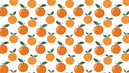Seamless pattern with tangerines on a white background.