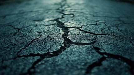 Obraz premium Cracked Asphalt Road Surface Showing Extensive Damage