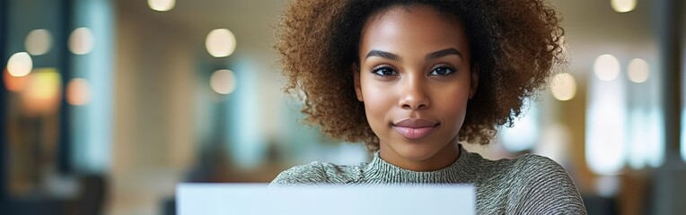 African-American Woman Voting in Patriotic Election Booth