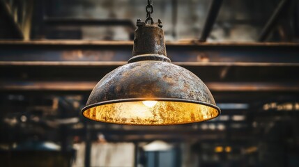 Vintage Industrial Hanging Light Fixture with Rusted Finish