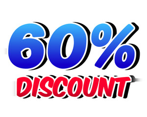 60% discount percent off label symbol on transparent background for black Friday wholesale business concept