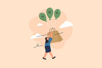 Shopping Inflation Illustration. Rising Prices and Consumerism Concept