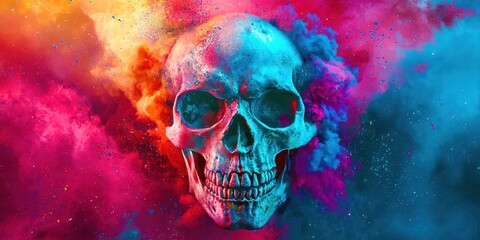 Skull with a colorful background