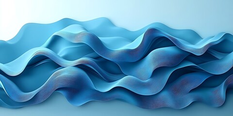 Fototapeta premium Abstract blue wave pattern, flowing fabric texture background.