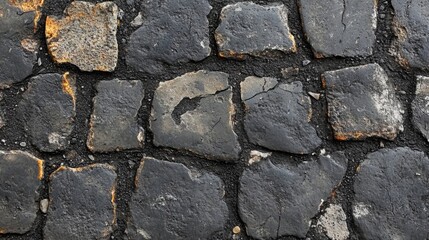 Dark Stone Pavement Irregularly Shaped Blocks
