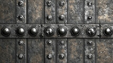 Fototapeta premium Close-Up of Vintage Medieval Metal Door with Rivets and Texture