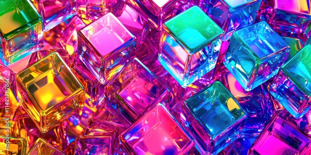 Poster colorful image of many cubes of different colors