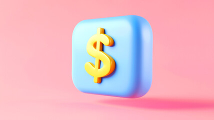 3D dollar sign icon on a soft pastel background.