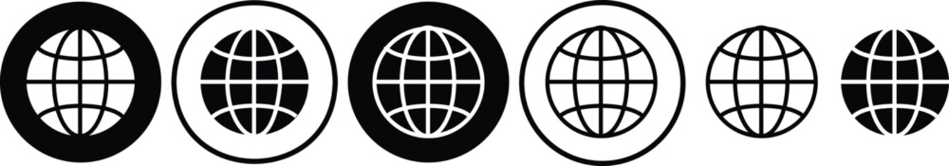 world web icon www earth globe icons. homepage icon set, earth clip art, globe symbol isolated white background. World globe icon set in different style
