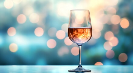 Wine Glass with Bokeh Light Background


