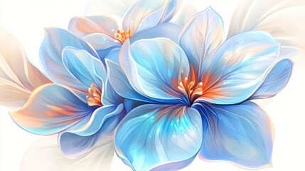 Elegant Blue Floral Composition with Soft Petals and Vibrant Colors