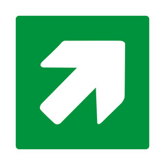 Green sign right arrow. Arrow pointing up to the right. Arrow 45° degrees. Direction movement to...