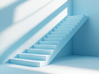 Obraz premium Minimalistic Blue Staircase Design in a Modern Space Architectural Photography Soft Ambiance
