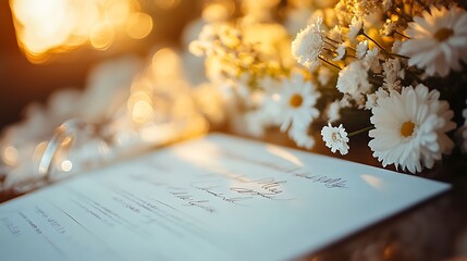 Wedding Ceremony Program And White Flowers