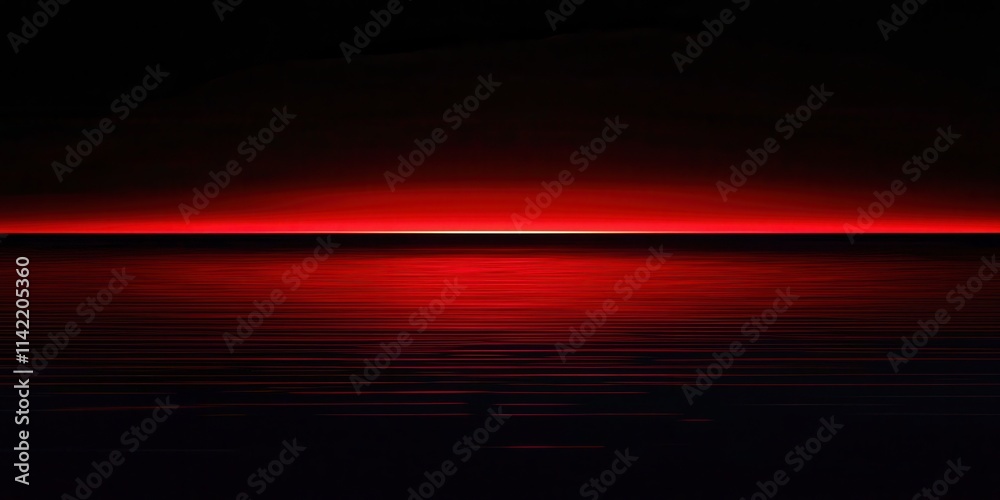 Poster black and red ocean with a red line in the middle