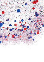 Confetti - A blue glitter confetti border with red and blue Confetti on white