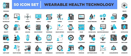 Wearable Health Technology Icon Set