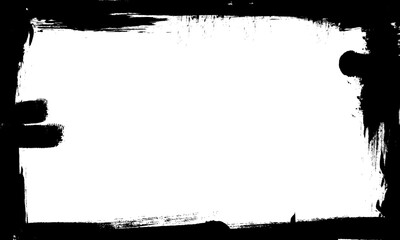 black ink brush painting frame border artistic grunge graphic element