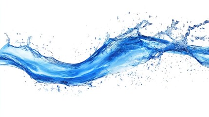 Gorgeous flowing blue water splash isolated on white background