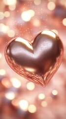 Fototapeta premium Rose gold abstract heart shape background for christmas and valentine. christmas wallpaper. Ultra realistic. Photorealistic