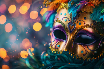 Beautiful greeting card with bright holiday composition for happy celebrate mardi gras