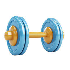 Obraz premium 3D icon of yellow blue dumbbell isolated on transparent background