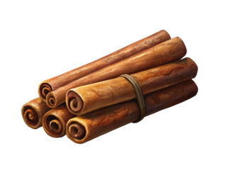 cinnamon sticks on transparent background