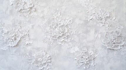 Obraz premium White floral textured wall background.