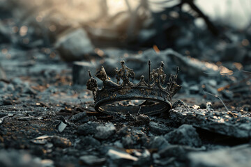 Fototapeta premium Fantastic king or queen crown from vivid gold material for coronation