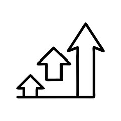 Graphical representation of growth with up arrows on a white background - growth concept