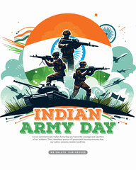 Fototapeta premium Indian Army Day Celebration with Indian soldier Social media post template banner