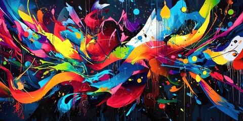 Colorful painting with splatters of paint