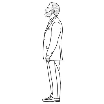 recommend clip art: Man in suit, profile view.
