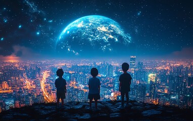 A dynamic world of tomorrow, with young innovators using advanced technology to bring hope, change, and progress to every corner of the earth