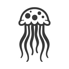 Black silhouette vector illustration of a jellyfish