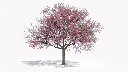 Obraz premium The Captivating White Background Cherry Blossom Tree: A Vision of Delicate Beauty and Springtime Splendor.