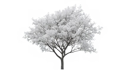Fototapeta premium The Captivating White Background Cherry Blossom Tree: A Vision of Delicate Beauty and Springtime Splendor.