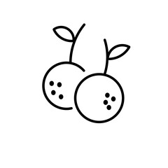 Orange fruit line icon. linear style sign for mobile concept and web design. Orange with leaf outline vector icon. Symbol, logo illustration. Vector graphics