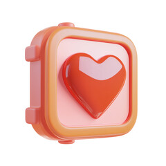 3D icon of heart rate monitor isolated on transparent background