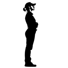 Silhouette of a woman in profile view, arms crossed.