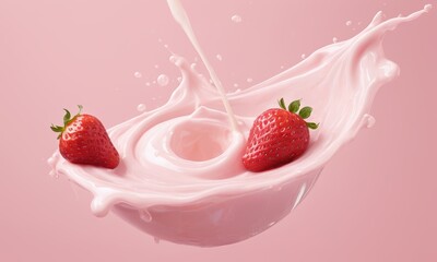 Strawberry Splash in Pink Yogurt Delight 