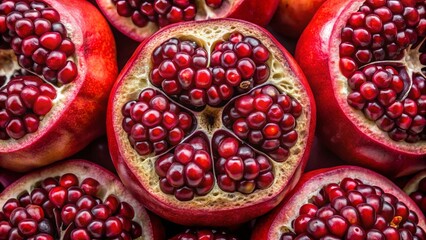 Aerial View of Juicy Pomegranate Seeds: Burst of Ruby Red - High Resolution Food Photography