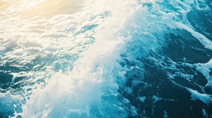 Gentle Ocean Waves Splashing Under Bright Sunlight in Coastal Scene