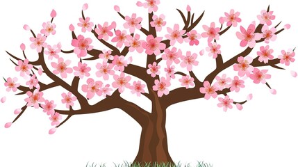  The Captivating White Background Cherry Blossom Tree: A Vision of Delicate Beauty and Springtime Splendor.
