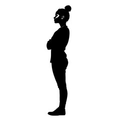 Woman silhouette profile, arms crossed.