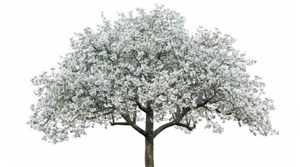Obraz premium &nbsp;The Captivating White Background Cherry Blossom Tree: A Vision of Delicate Beauty and Springtime Splendor.